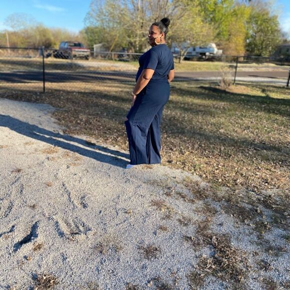 Navy Split Knee Plus Size Matching Set - Picture 2 of 2